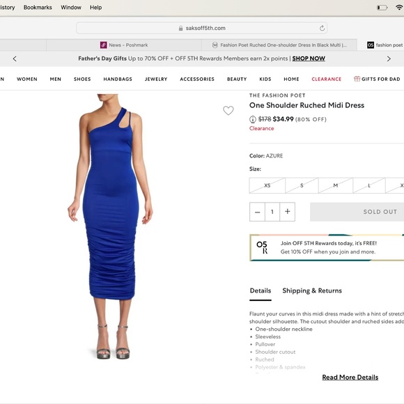 THE FASHION POET: Ruched One-shoulder Dress In Black Multi (NWT) - Picture 5 of 5